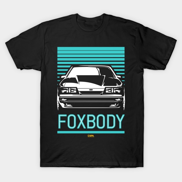 Foxbody 5.0 Ford Mustang 4 Eye T-Shirt by LYM Clothing